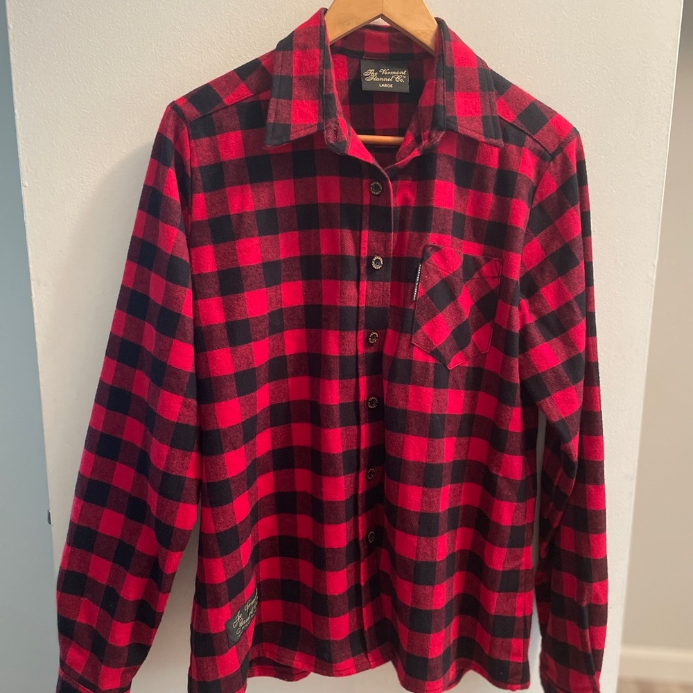 Large Red and Black Plaid Flannel Shirt Vermont Flannel Company